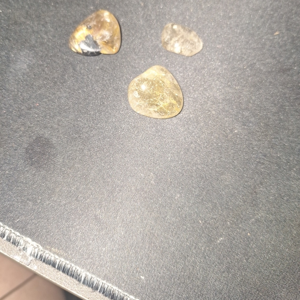 3 Mini Rutilated Quartz Tumbles - Picture 7 of 12